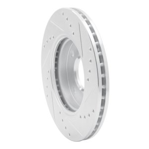 Ford Ikon Brake Rotor (1) - Front Left - R1 Concepts - Drilled & Slotted - Silver - `00-`15